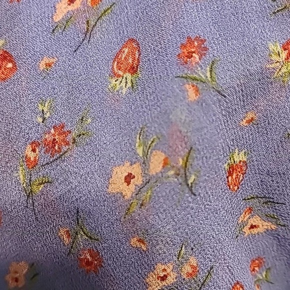 Joie 100% Silk Floral Dinesh Cold Shoulder Strawberry Blue Midi Dress Small - Picture 11 of 11